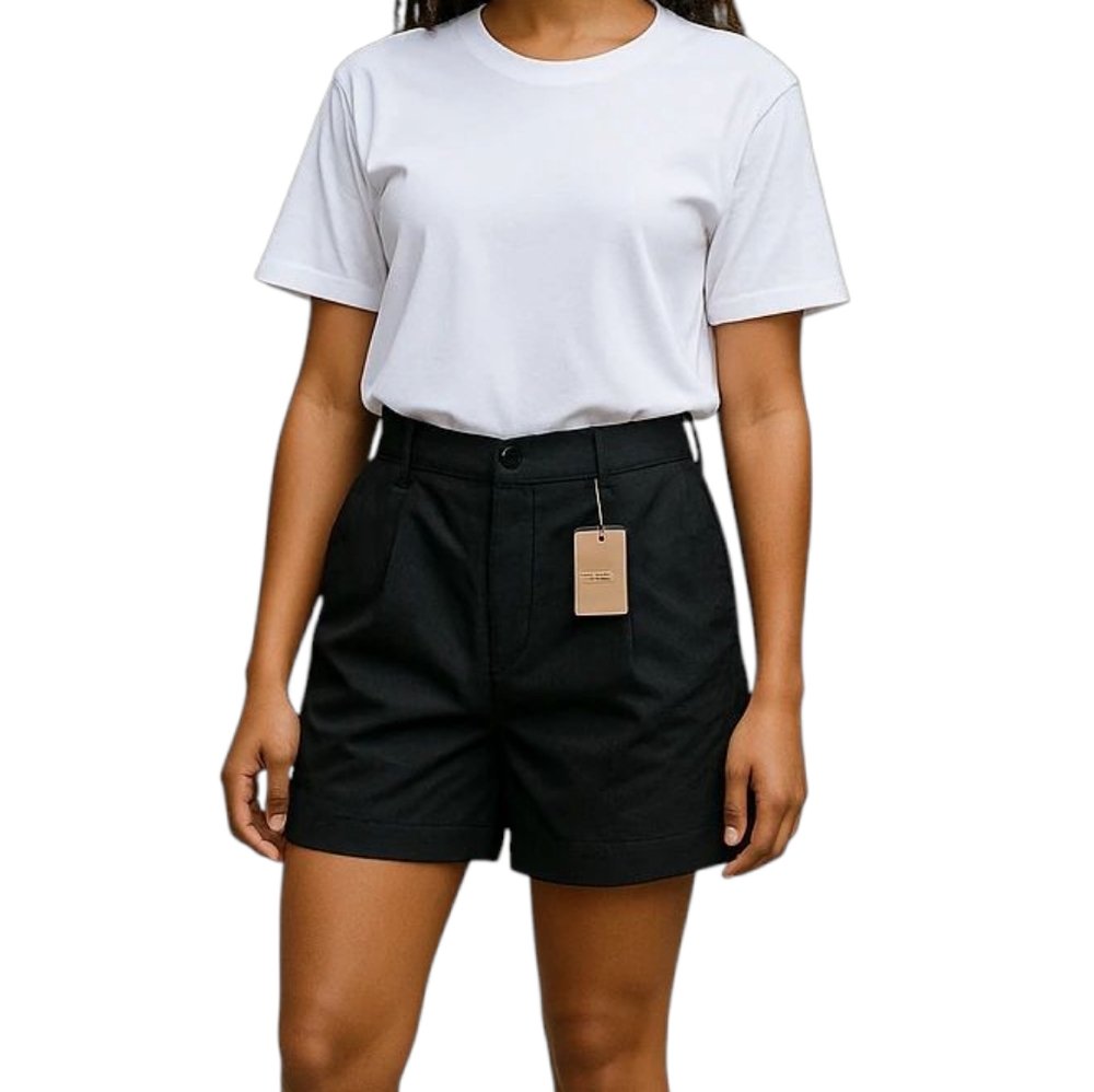 Shein / Frenchy NWT High-Waisted Pleated Shorts - Black
